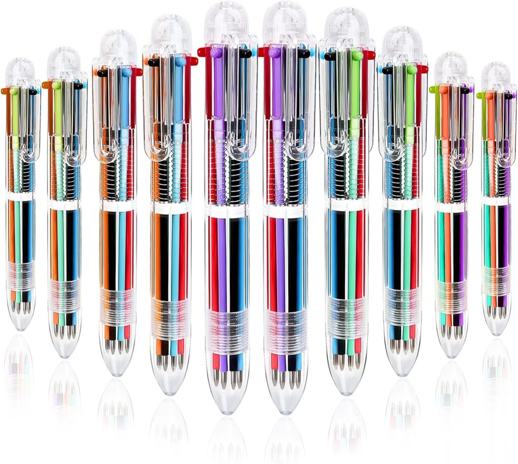 Mluchee 24 Pack Multicolor Ballpoint Pens All In One 0.5mm 6-in-1, Back to School Pens, Fun Pens for Kids Party Favors, Retractable Ballpoint Rainbow Color Pens