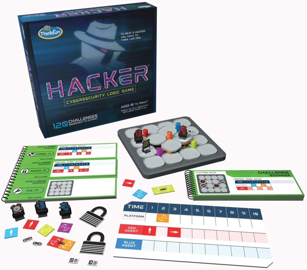 Think Fun Hacker Cybersecurity Coding Game and STEM Toy for Boys and Girls Age 10 and Up, Multicolor