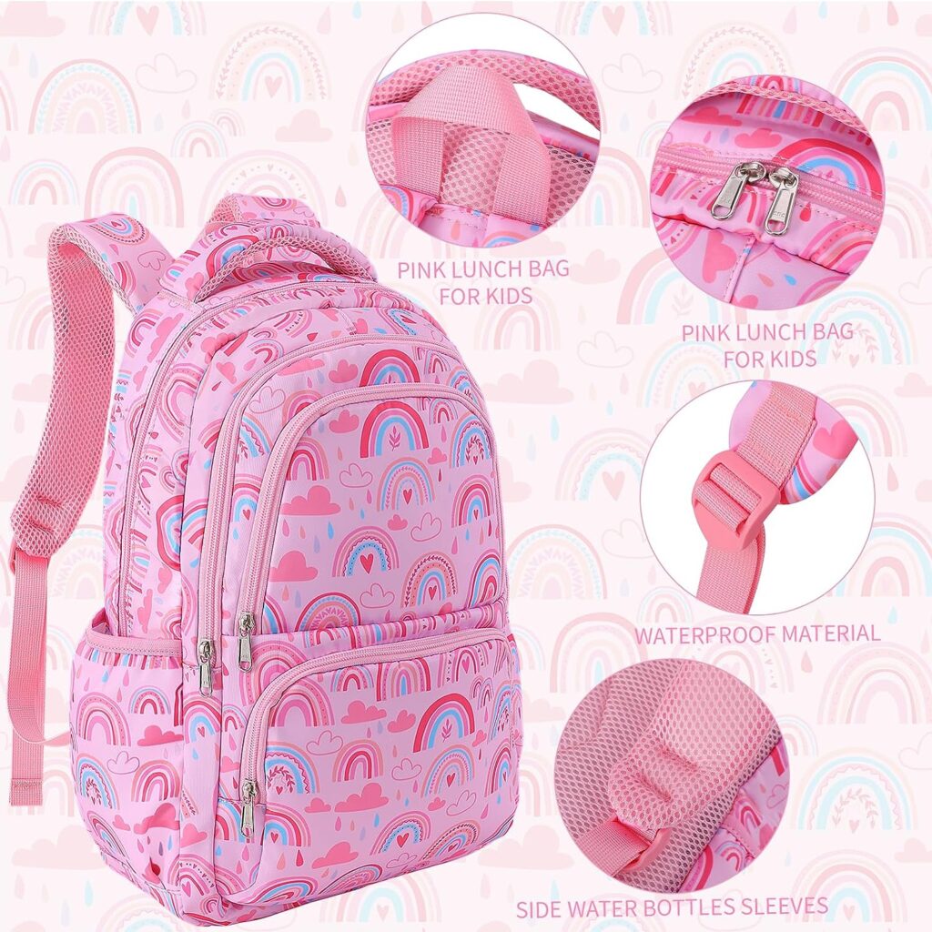 Woosir School Backpacks for Girls Kids Travel Backpack BookBag for Teen Girls Back to School Laptop Backpacks with Lunch Box