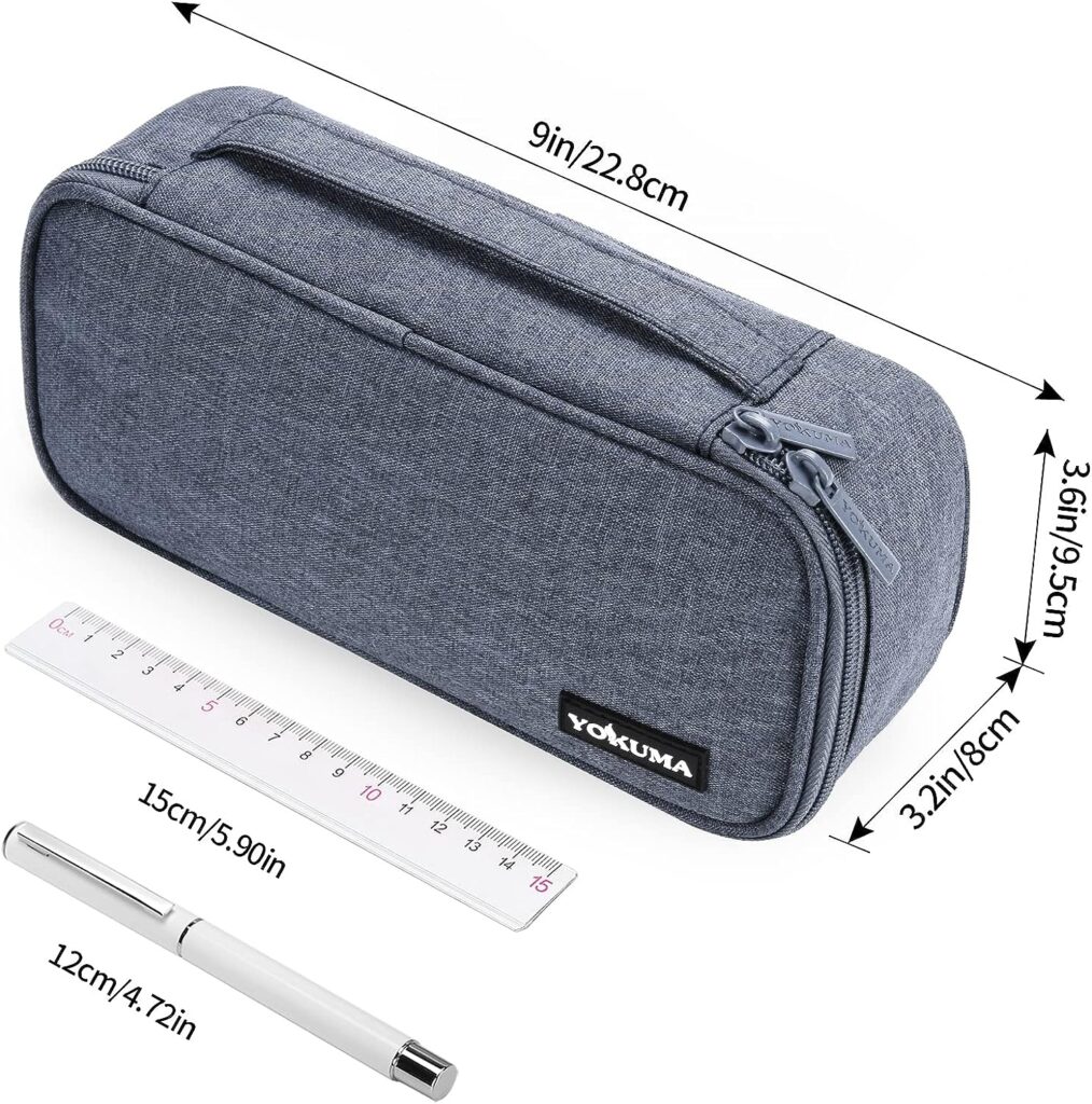 YOKUMA Pencil Case,Large Capacity Pencil Pouch,Aesthetic Zipper Pencil Box, Back to School Supplies for College Student Teen Adults,Travel Essentials,Electronic Cable Organize